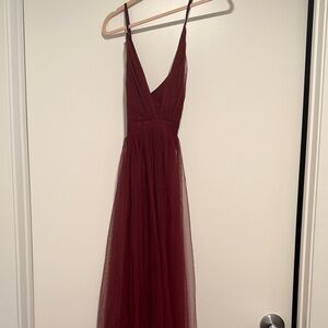 PromGirl Burgundy Backless Gown
